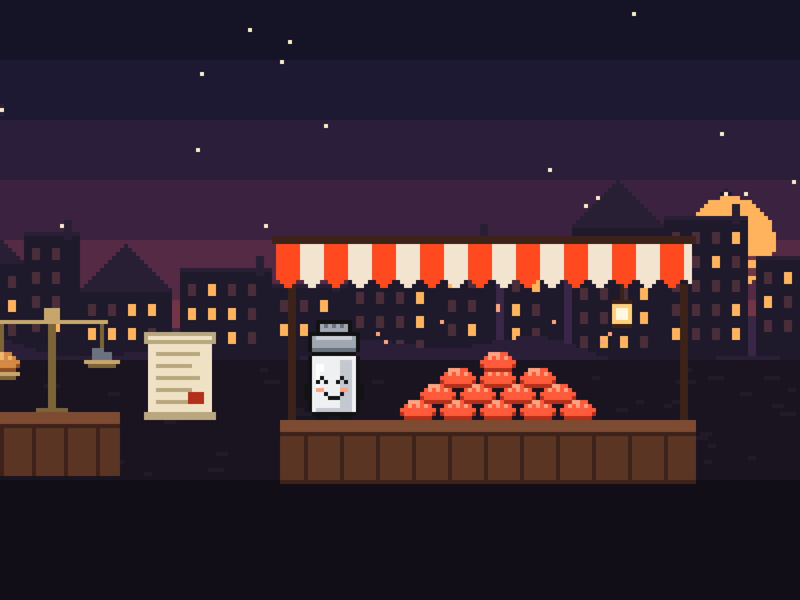 The payoff frame: twelve loaves and the thirteenth lit red, Pinch the salt shaker smiling beside them.